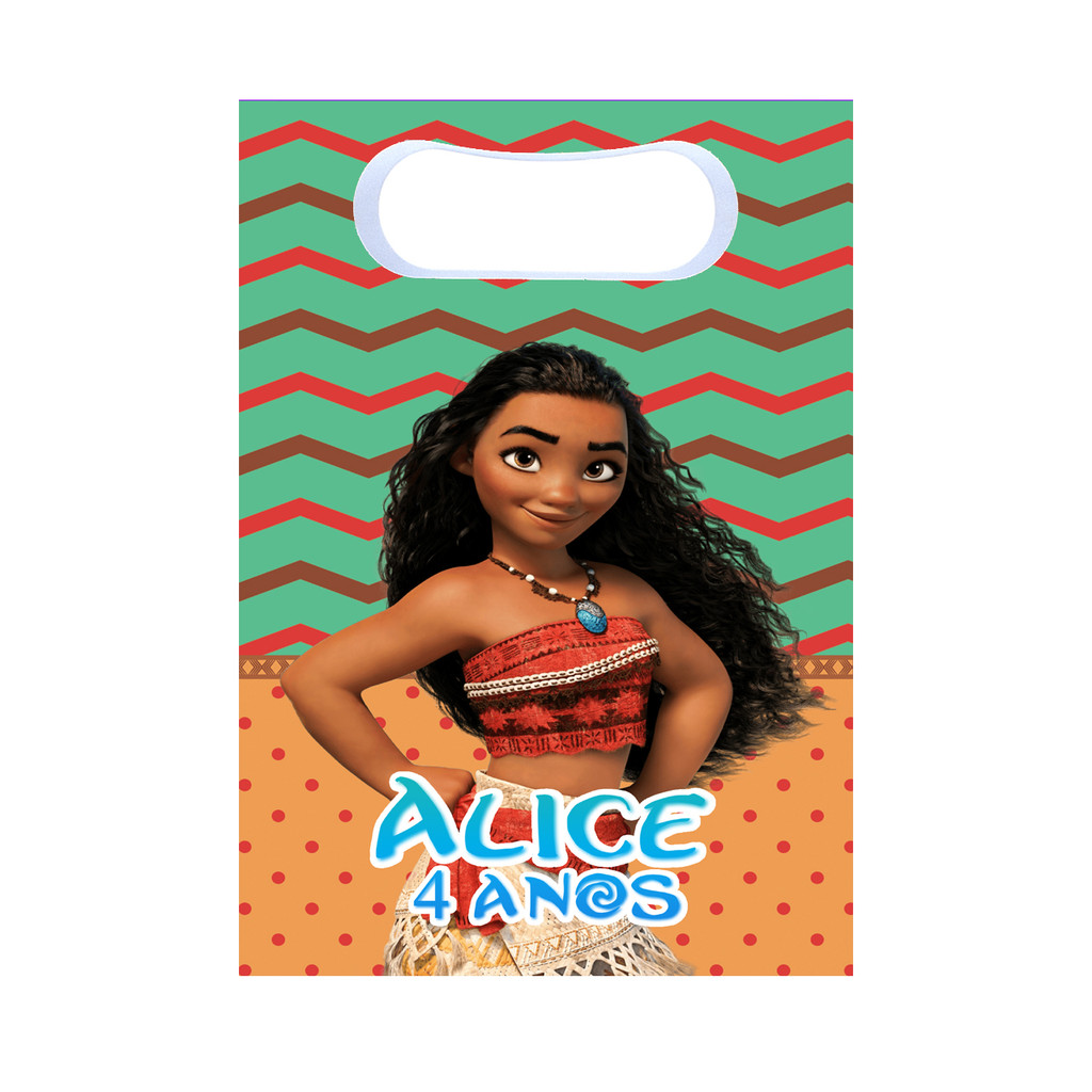 Sacolinhas Surpresa Moana Personalizada Lembrancinha para festa com nome e idade disney princesa