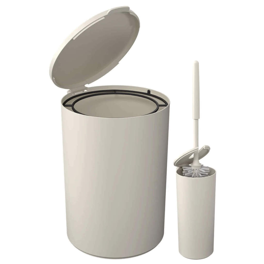 Kit Banheiro Coza Brinox Serene Cinza Claro: Lixeira 5L + Escova Sanitária Utensílios Domésticos em Oferta na Shopee