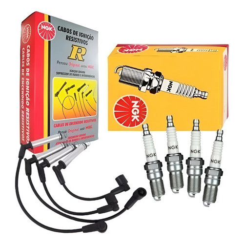 Kit Cabos Velas Ngk Ka Fiesta 1.0 8v Flex 2007 Em Diante - Preto em Oferta na Shopee