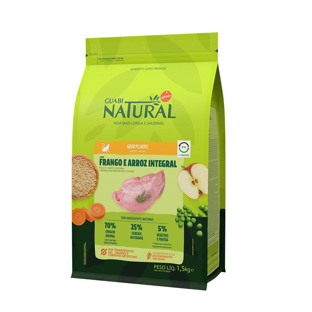 Ração para gatos filhotes Guabi Natural sabor frango e arroz integral - 1,5kg