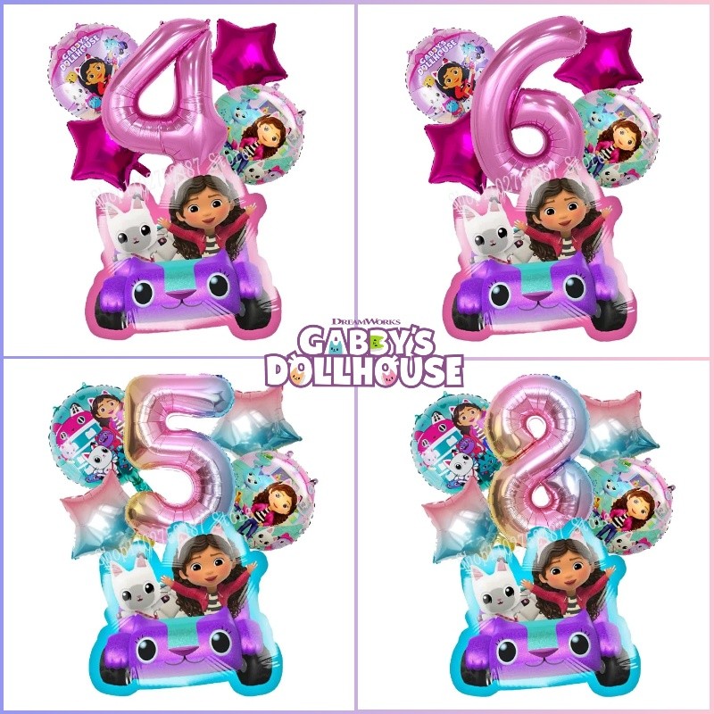 Conjunto De Balões Para Casa De Bonecas Gabby , Suprimentos Festa De Aniversário , Balão Digital , Desenho Animado , Fol