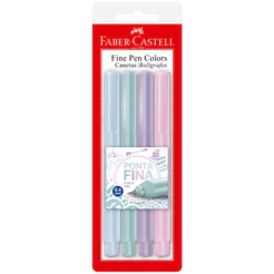 Caneta hidrográfica Fine Pen Colors Pastel FPB/TPZF com 4 unidades Faber-Castell
