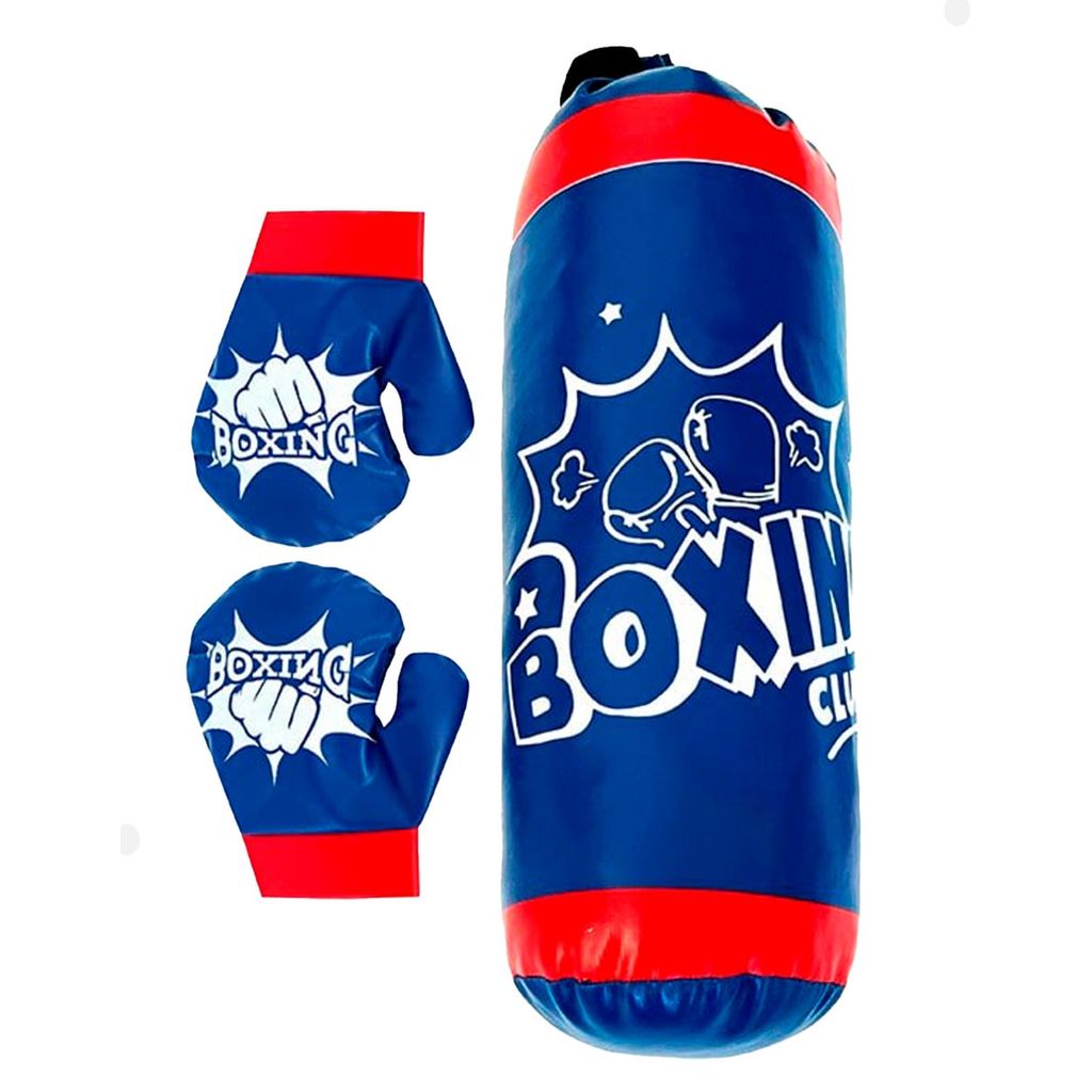 Kit Saco Pancadas Boxe Infantil 3 Peças com Luvas Menino