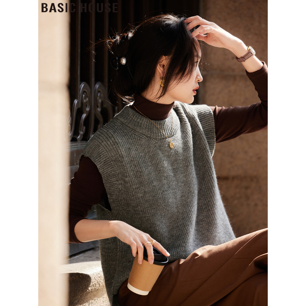 Casa básica/casa básica estilo preguiçoso em camadas colete de malha suéter colete feminino 2026 primavera novo estilo