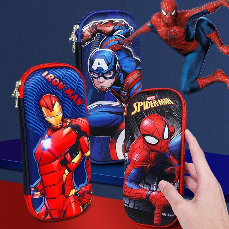 Estojo de Lápis Masculino do Homem-Aranha Capitão América Grande Capacidade Impermeável Bolsa de Papelaria em Oferta na Shopee