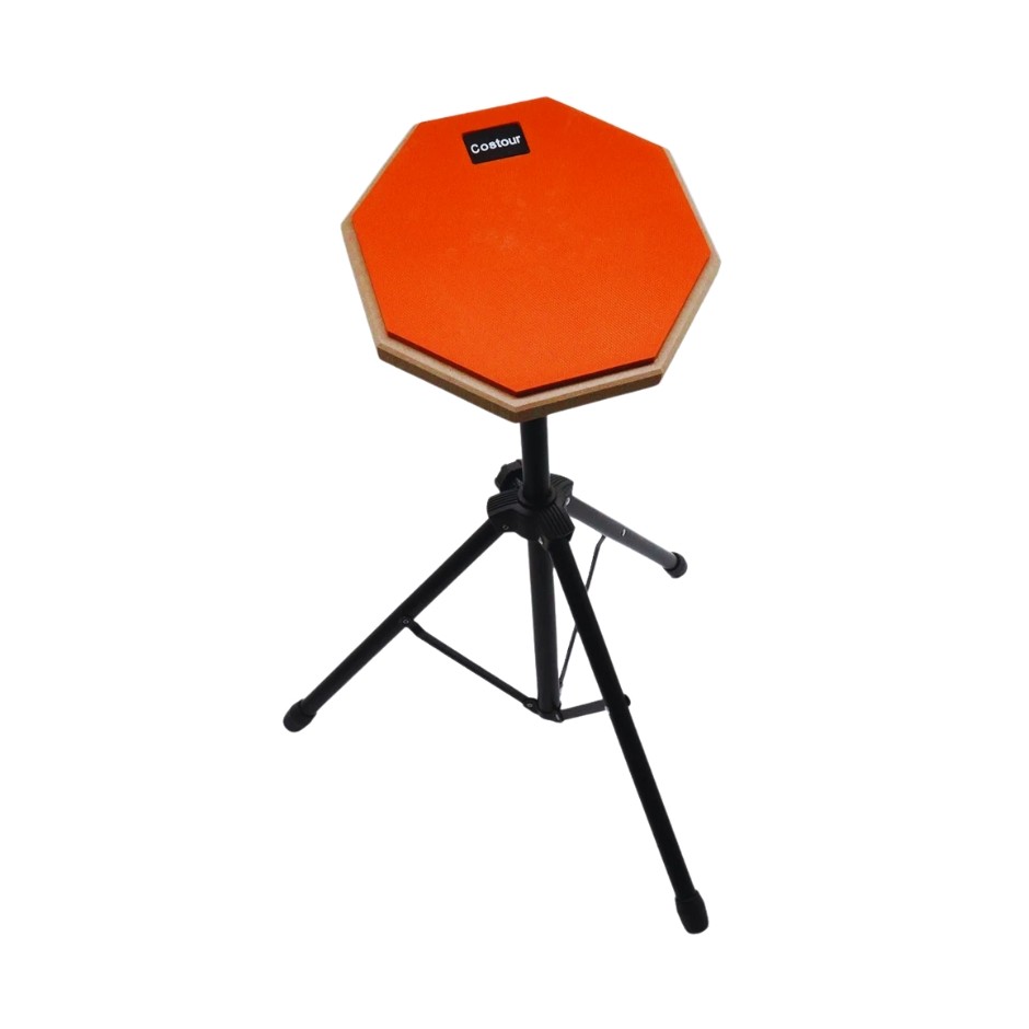 Pad Liverpool Borracha Estudo Bateria 8' Pedestal Regulável - Laranja