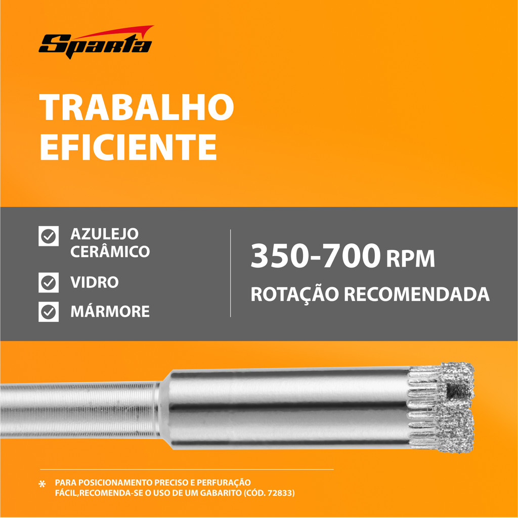 BROCA DIAMANTADA PARA CERAMICA E VIDRO, 10MM, 1PC // SPARTA · foto 2