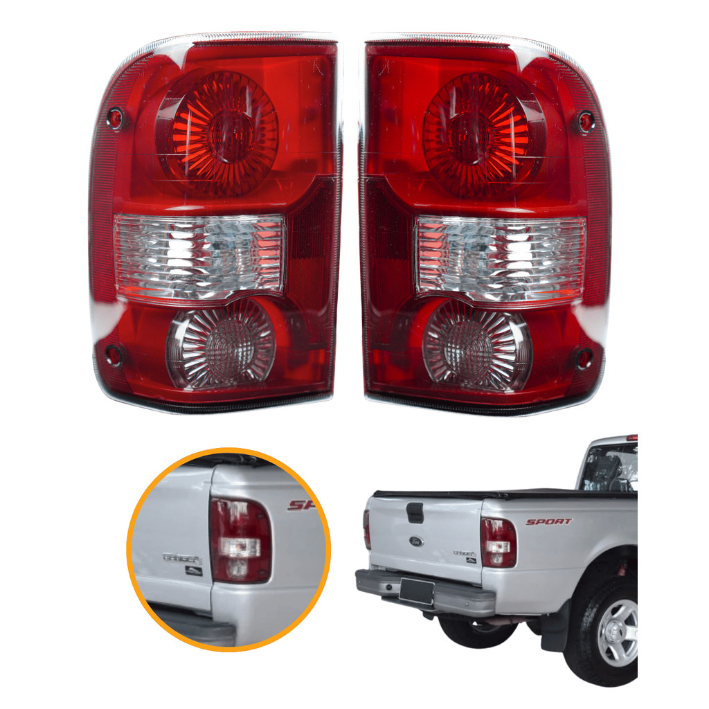 Par Lanterna Ford Ranger Traseira Fumê Esquerda/Direita 2005 2006 2007 2008 2009 Lente Acrílico
