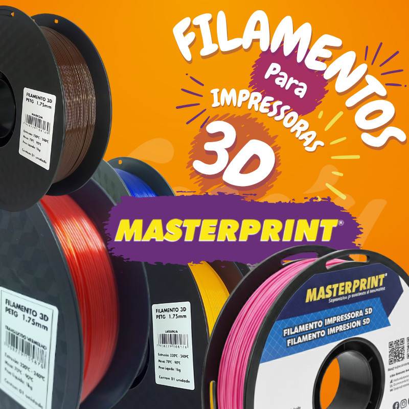Imagem Filamento PETG / PLA MasterPrint Premium 1Kg Impressora 3D Várias Cores