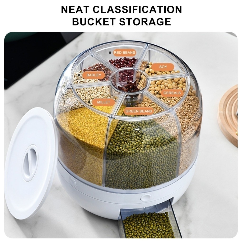 Dispenser De Alimentos Armazenamento Com Dispenser Giratório Organizador De Cereais Recipiente Doméstico em Oferta na Shopee