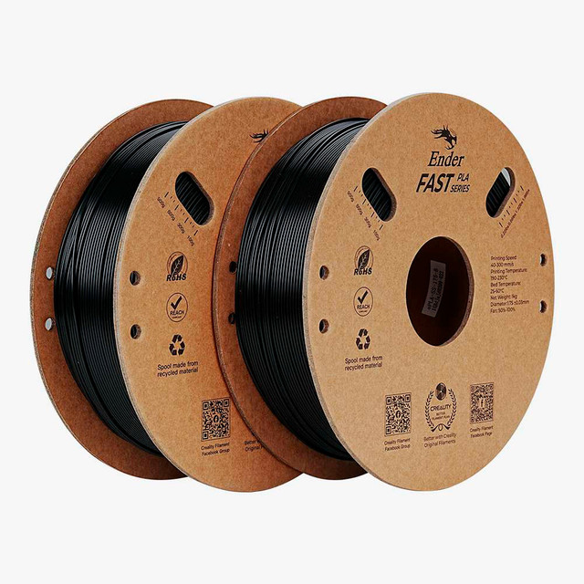 Kit 02 Filamentos PLA para Impressora 3D Creality Ender Fast PLA 1 Kg/Rolo 1.75 mm Preto