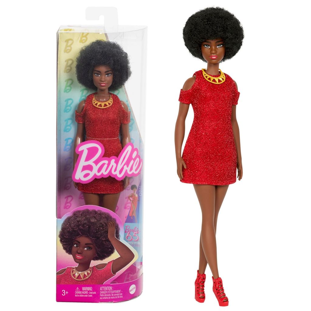 Boneca Barbie Fashionistas Negra Vestido Vermelho #221 - Mattel
