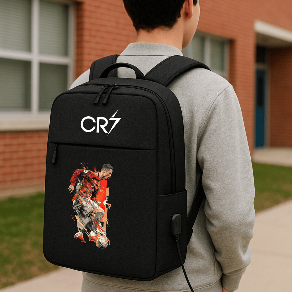 Mochila Escolar Cr7 com entrada USB resistente bolsa do cr7 escolar mochila reforçada e de qualidade