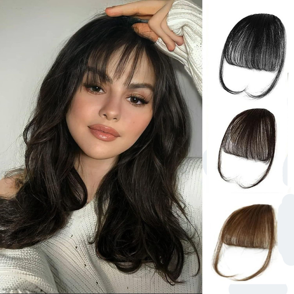 Franja Postiça Feminina com ou sem Costeletas Estilo Doce Puro Franja Curta Lisa Natural em Oferta na Shopee