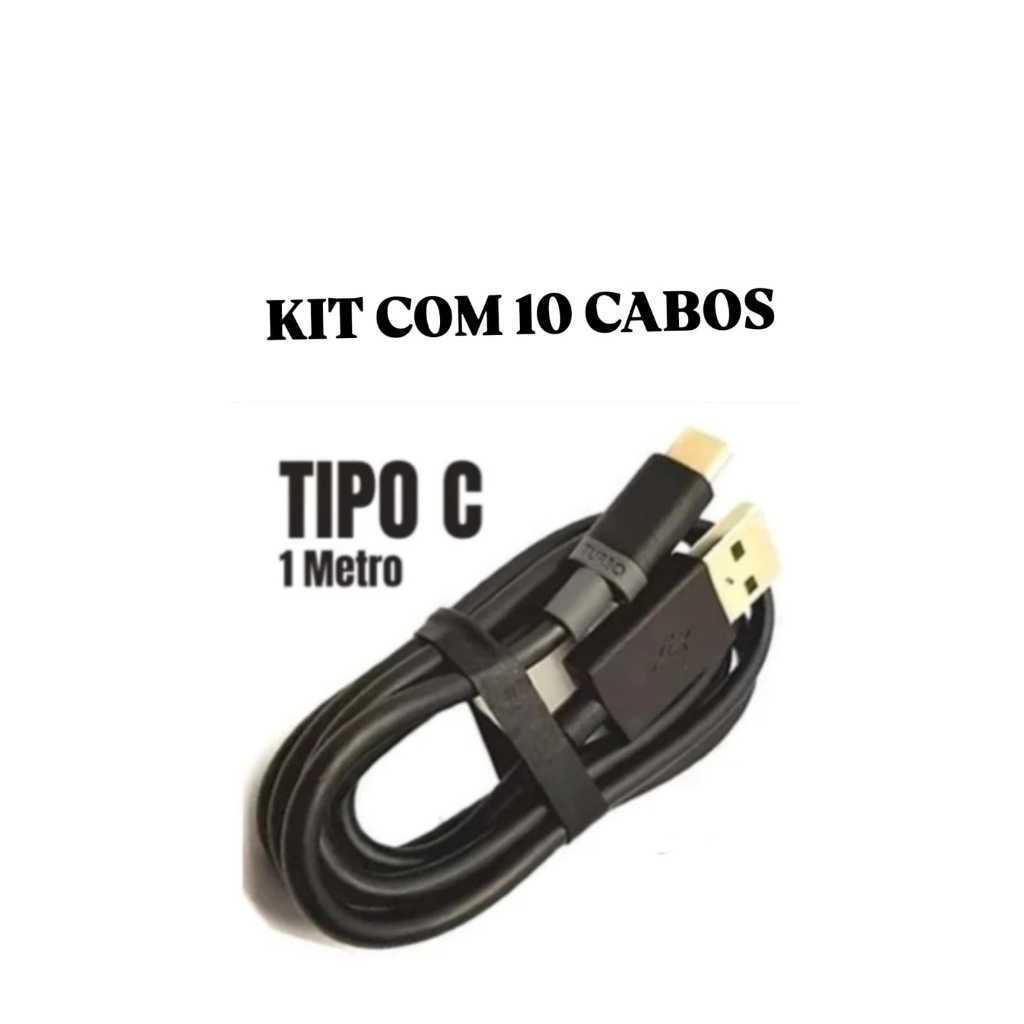 KIT C/10 CABOS CARREGADOR TIPO C - 1 METROm