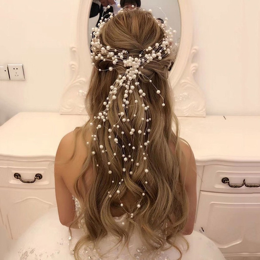 Tiara Arranjo Cabelo Noiva Fio Strass Cristal Pérola Dourado em Oferta na Shopee