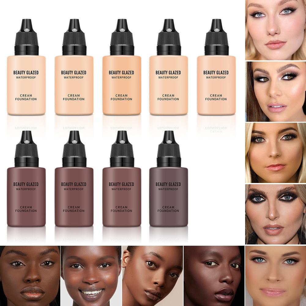 BELEZA GLAZED Maquiagem BELEZA Preto Fosco Base Líquida Duradoura Corretivo Escuro Alta Cobertura HT7S
