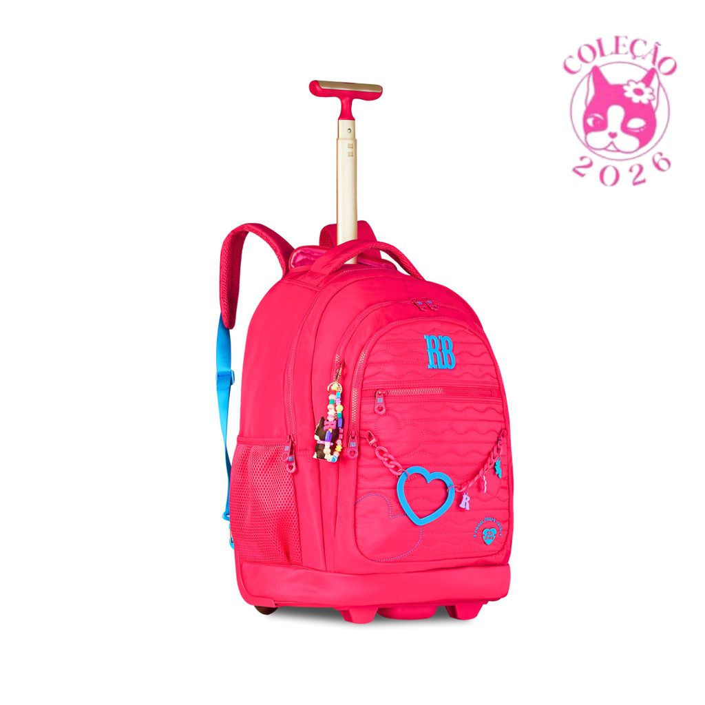 Mochila de Rodinhas Rebecca Bonbon  Heart Beats - Clio Style Cor:Rosa