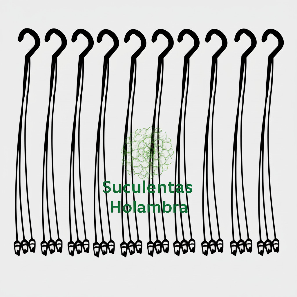 Kit 10 Hastes Alça 43 cm Cor Preta Pendurador de Plantas e Vasos