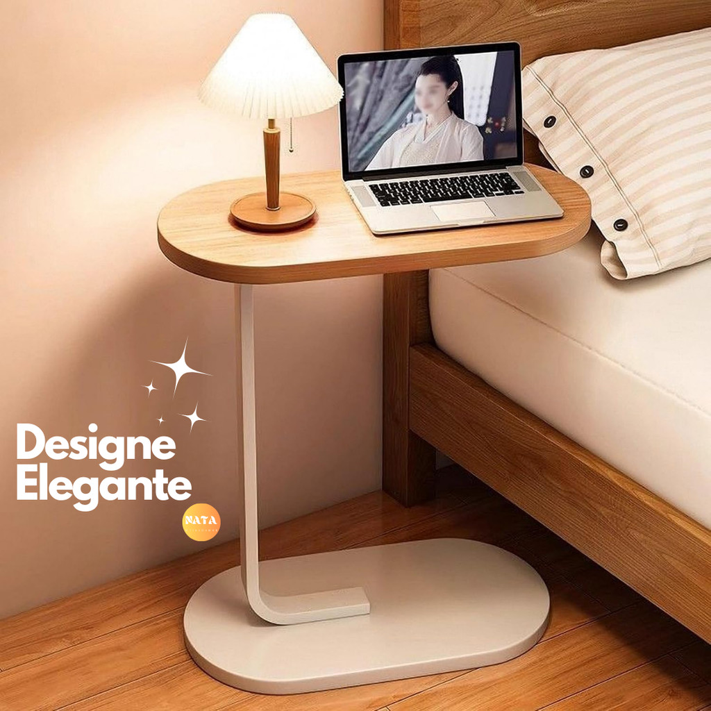Mesa de Apoio de Canto Lateral Notebook Café Para Sofá Cama