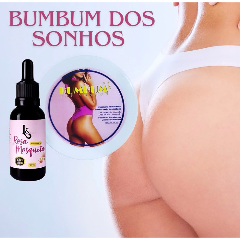 KIT ANTI FOLICULITE FIRMADOR DE BUMBUM + ÓLEO DE ROSA MOSQUETA L&Beauty