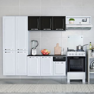 Cozinha Compacta em Aço 4 Peças 10 Portas 1 Gaveta Amanda Itatiaia Branco/Preto em Oferta na Shopee