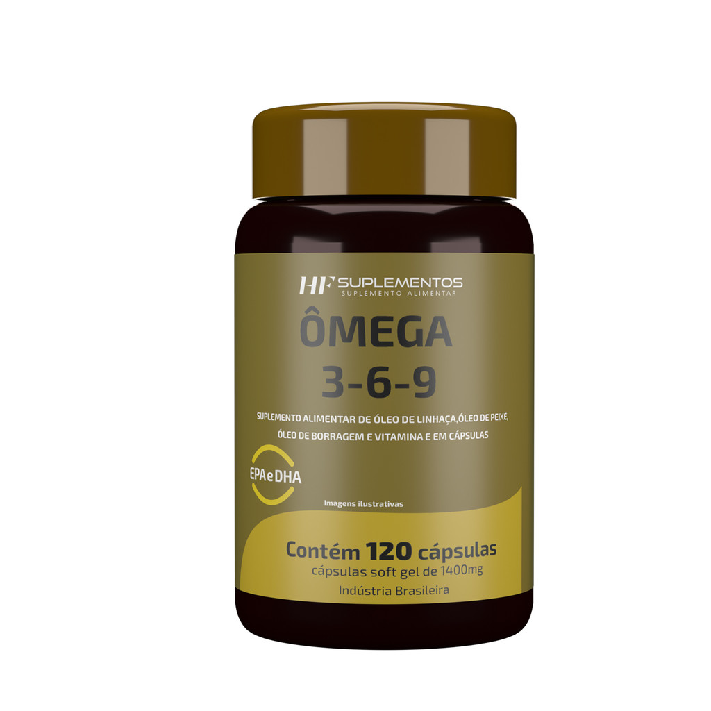 Omega 3 6 9 (Peixe Borragem E Linhaça)  Hf Suplements 120 caps em Oferta na Shopee
