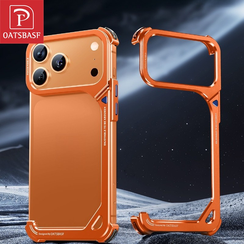 OATSBASF Metal Minimalismo Capa De Telefone Para IPhone 17 Pro Max/17Pro em Oferta na Shopee