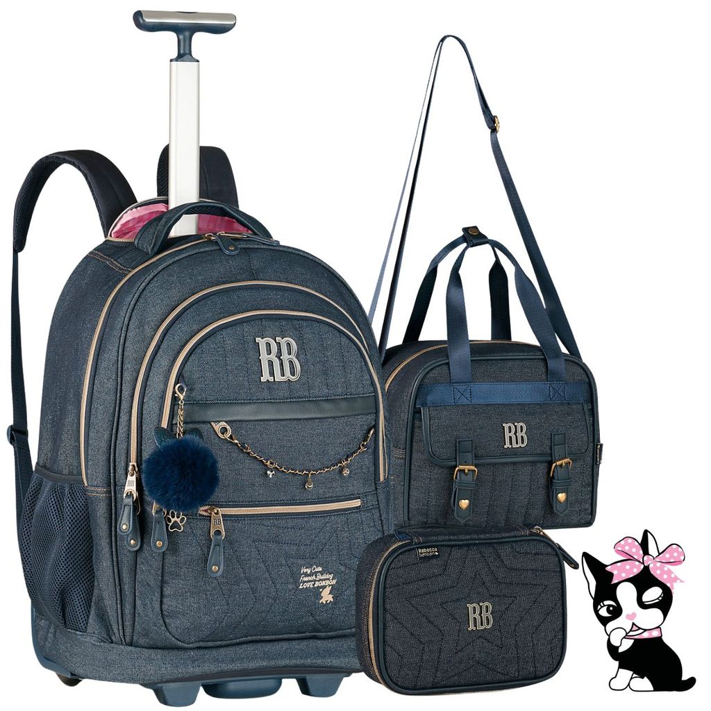 Kit Material Escolar RB Rebecca Bonbon Mochila Rodinha Lancheira Térmica Estojo Estilo Juvenil Volta às Aulas Menina