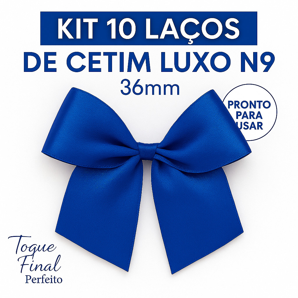 Kit 10 Laços de Cetim Luxo N9 38mm para Natal, Lembrancinhas, Artesanato e Decoração