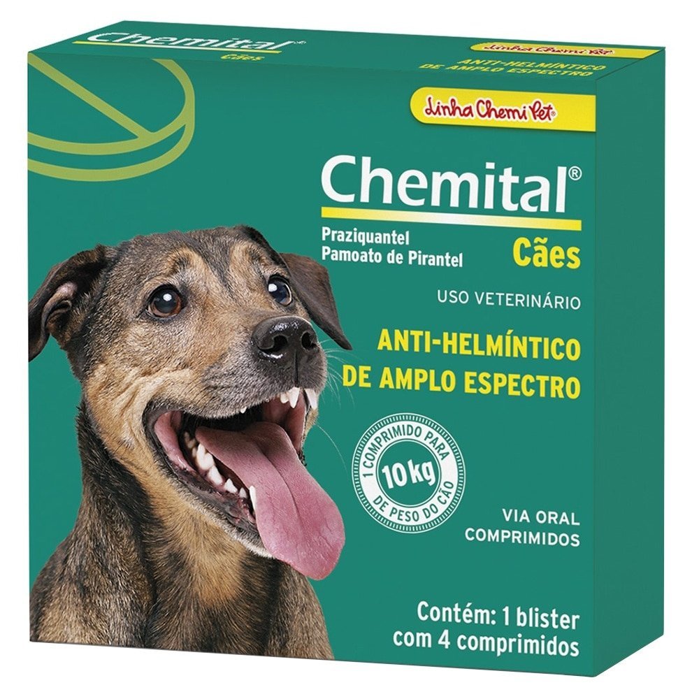 Vermífugo Chemital Chemitec para Cães - Embalagem com 4 Comprimidos em Oferta na Shopee