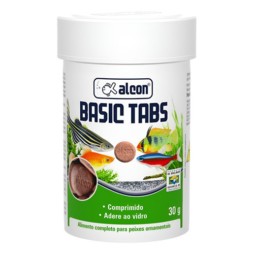 Ração Em Pastilha Para Colar Ao Vidro - Alcon Basic Tabs 30g Branco