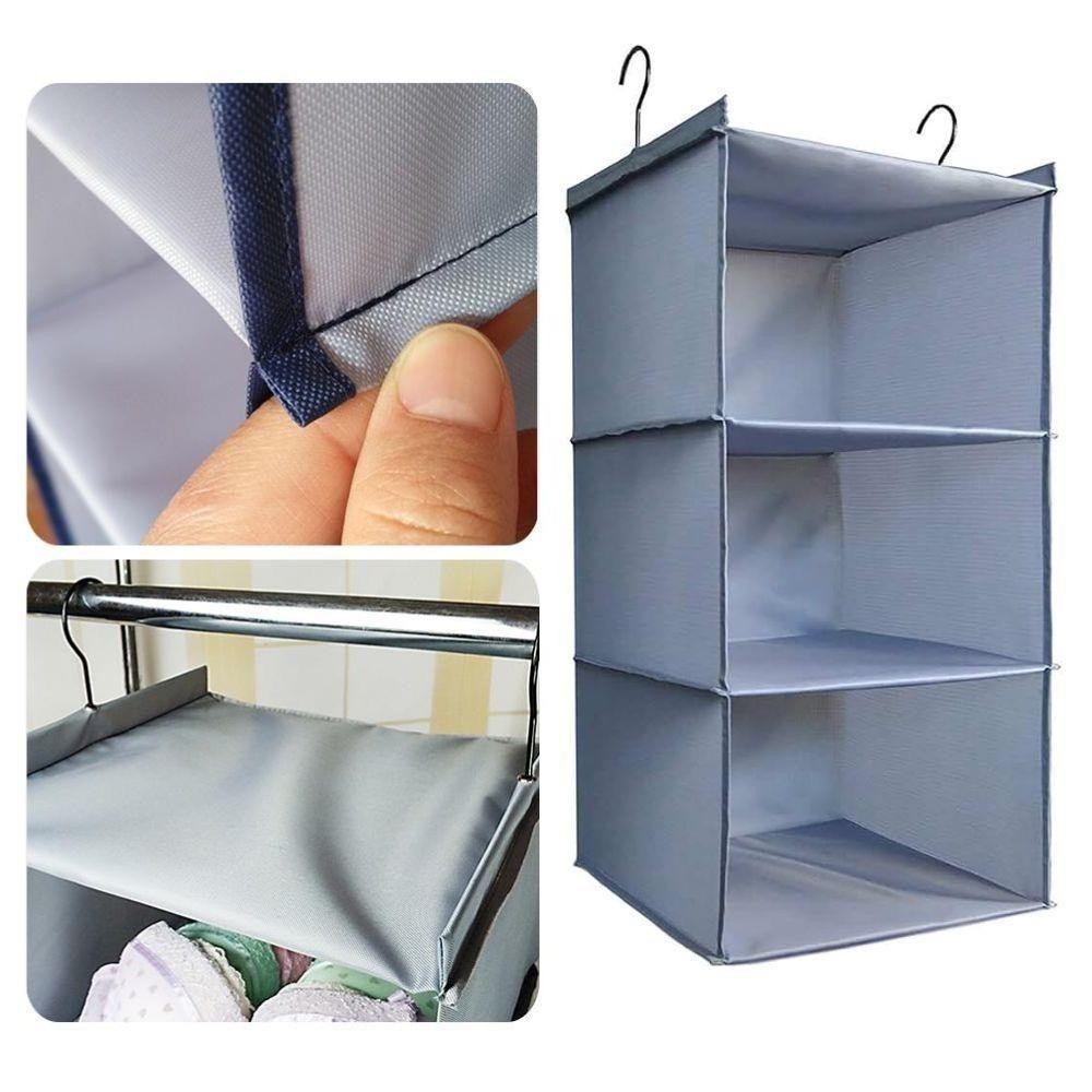 Cabideiro Organizador Vertical 3 Prateleiras Sapateira Dobrável Closet Armário Divisórias Edredom+