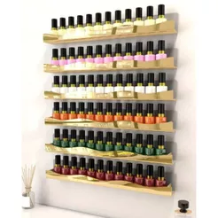 Kit de Prateleira Organizador de Esmalte em Acrílico Espelhado Dourado