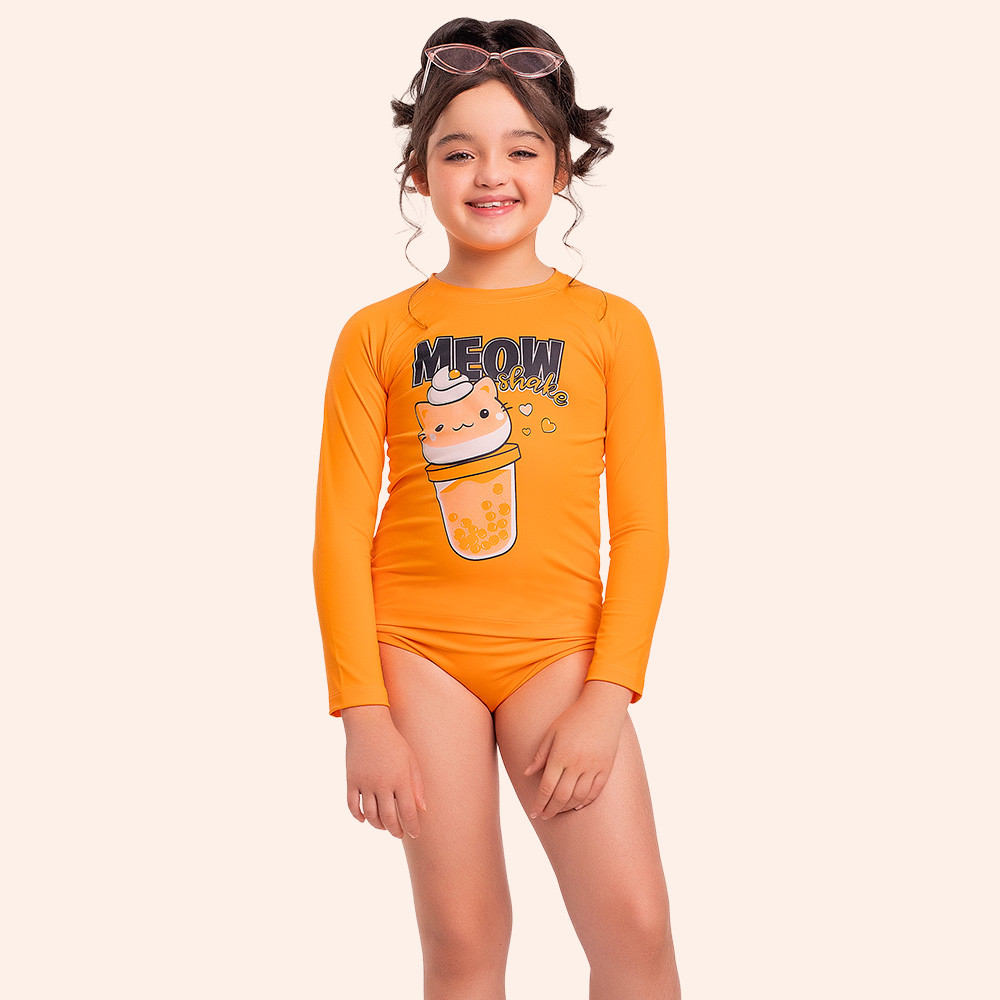 Conjunto infantil blusa manga longa e calcinha Meow Fakini