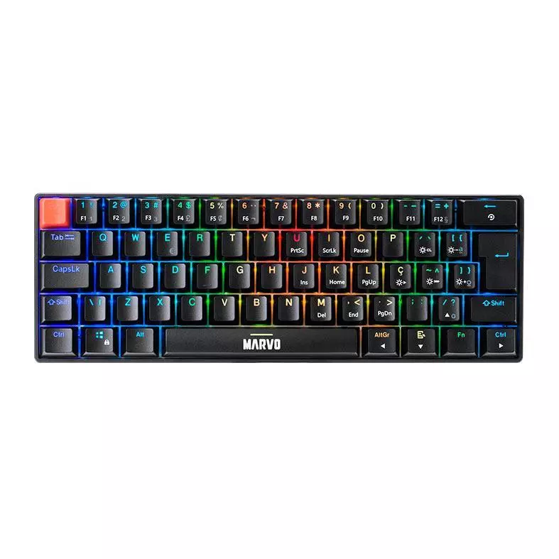 Teclado Mecanico Marvo KG933G, RGB, ABNT2, Switch Vermelho, Preto, KG933G-BK