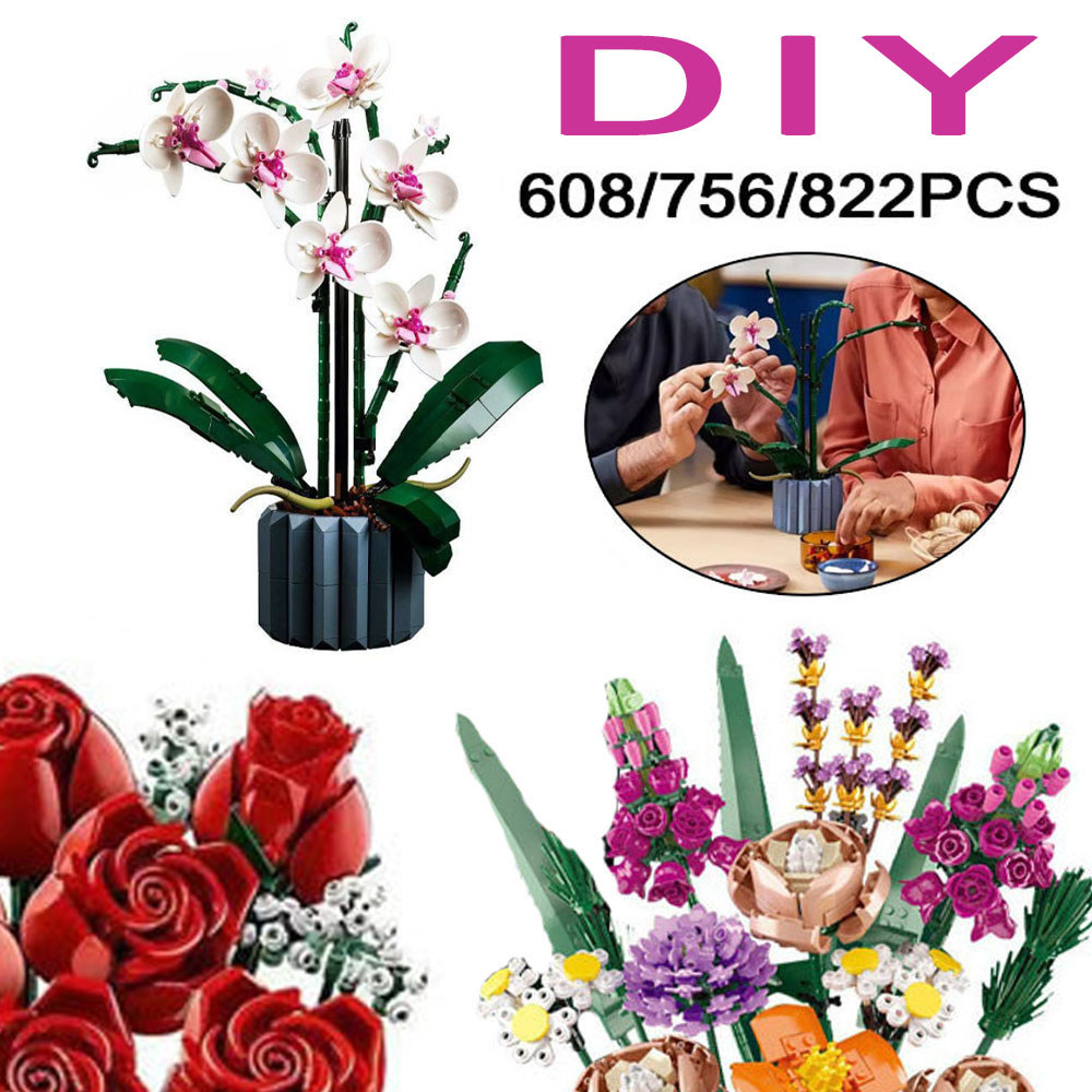 Kit De Montar DIY Com 608/756/822 Peças Para Buquê De Orquídeas/rosas, Decoração Natalina E Presente De Flores.