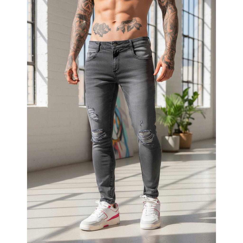 Calça Jeans Masculina Jogador Skinny Linha Premium