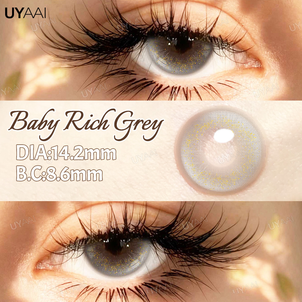 UYAAI 2025 Novos Estilos 1 Par De Lentes Cinza Claro Anual Bebê Rico/Marrom Lente Cosmética Para Olhos Maquiagem Alunos