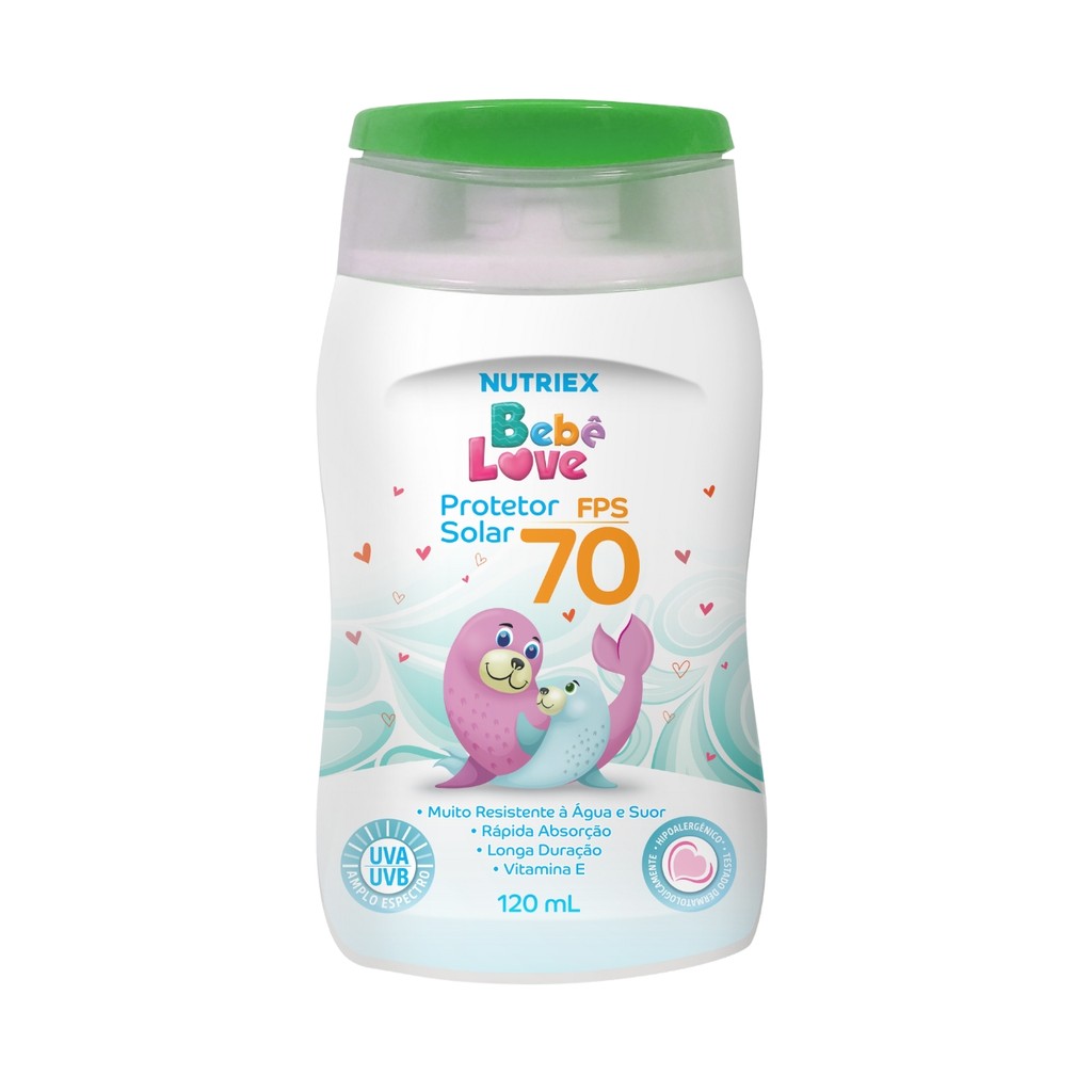 Protetor Solar Bebê Creme FPS70 Corpo Rosto Nutriex 120ml em Oferta na Shopee