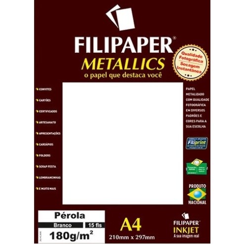 Filipaper Metallics - Pacote c/15 fls - A4 180 gramas