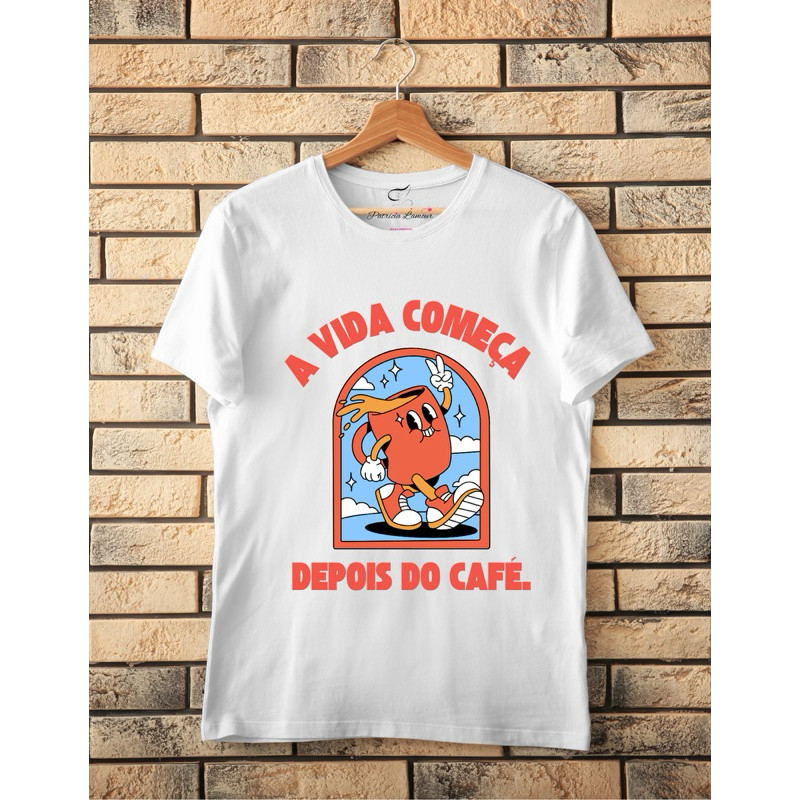 T-shirt Camiseta Premium Blusa  Feminina Estampada Café Camisa Confortável T-shirt Envio Imediato Envio Imediado Algodão