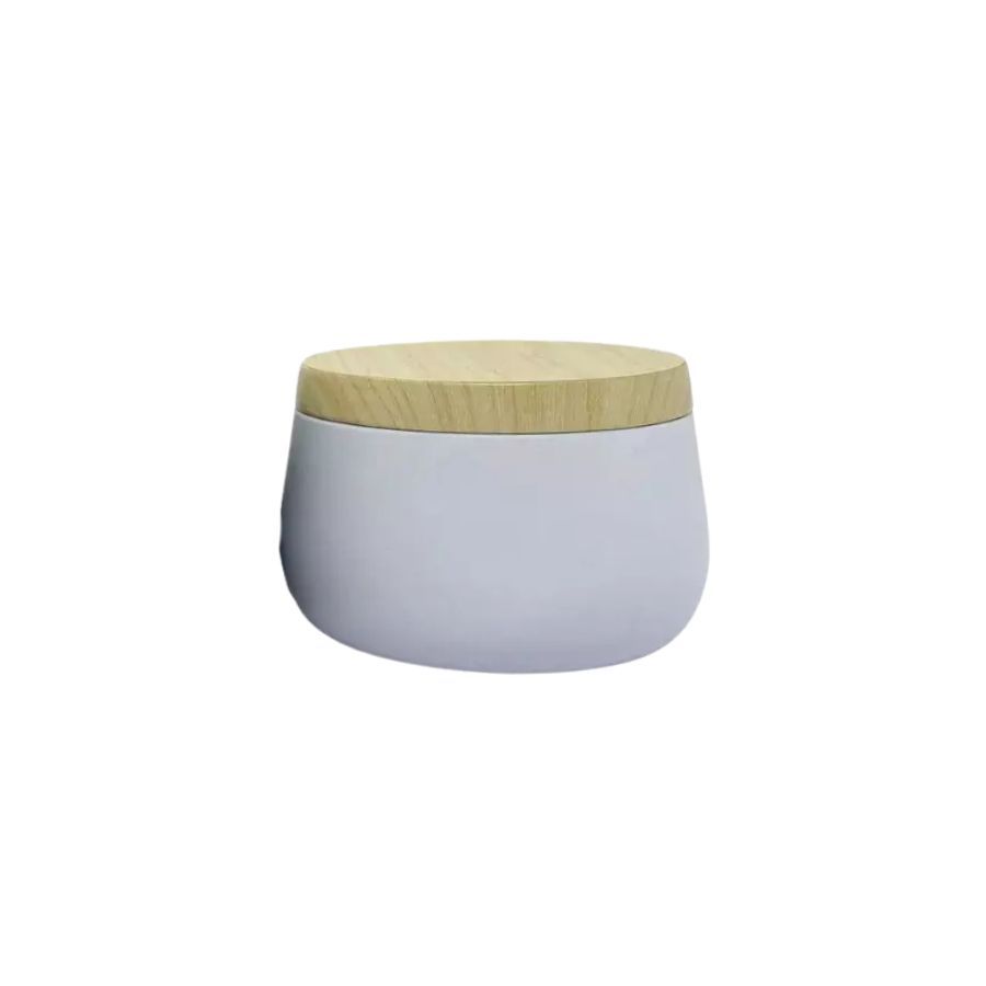 Lata de Metal com Tampa Estampa Madeira - Branca - 120ml - 6,5x5cm - 1 unidade - Rizzo