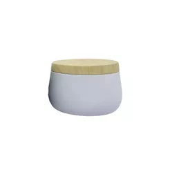 Lata de Metal com Tampa Estampa Madeira - Branca - 120ml - 6,5x5cm - 1 unidade - Rizzo