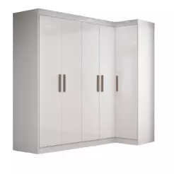 Guarda Roupas Modulado De Canto Madrid Com 5 Portas E 2 Gavetas Maxel Branco