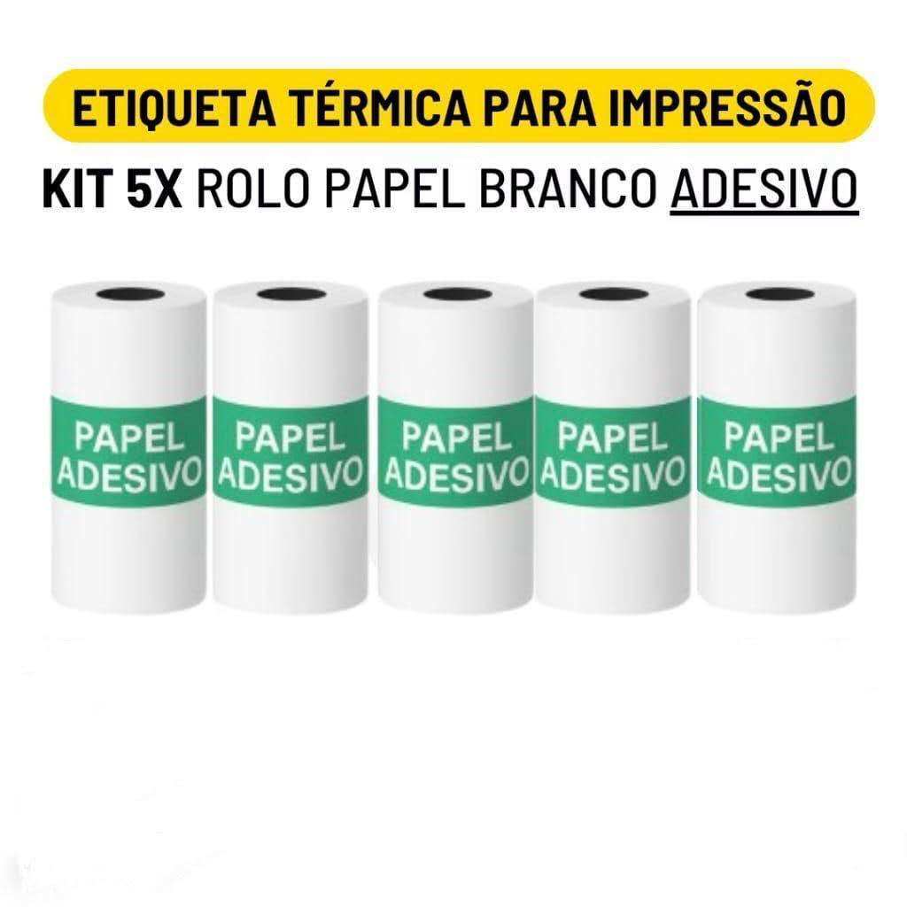 Imagem Kit 5 Bobina Etiqueta Térmica 57x30mm Branco Rolo Para Mini Impressora Portátil a Prova De Água