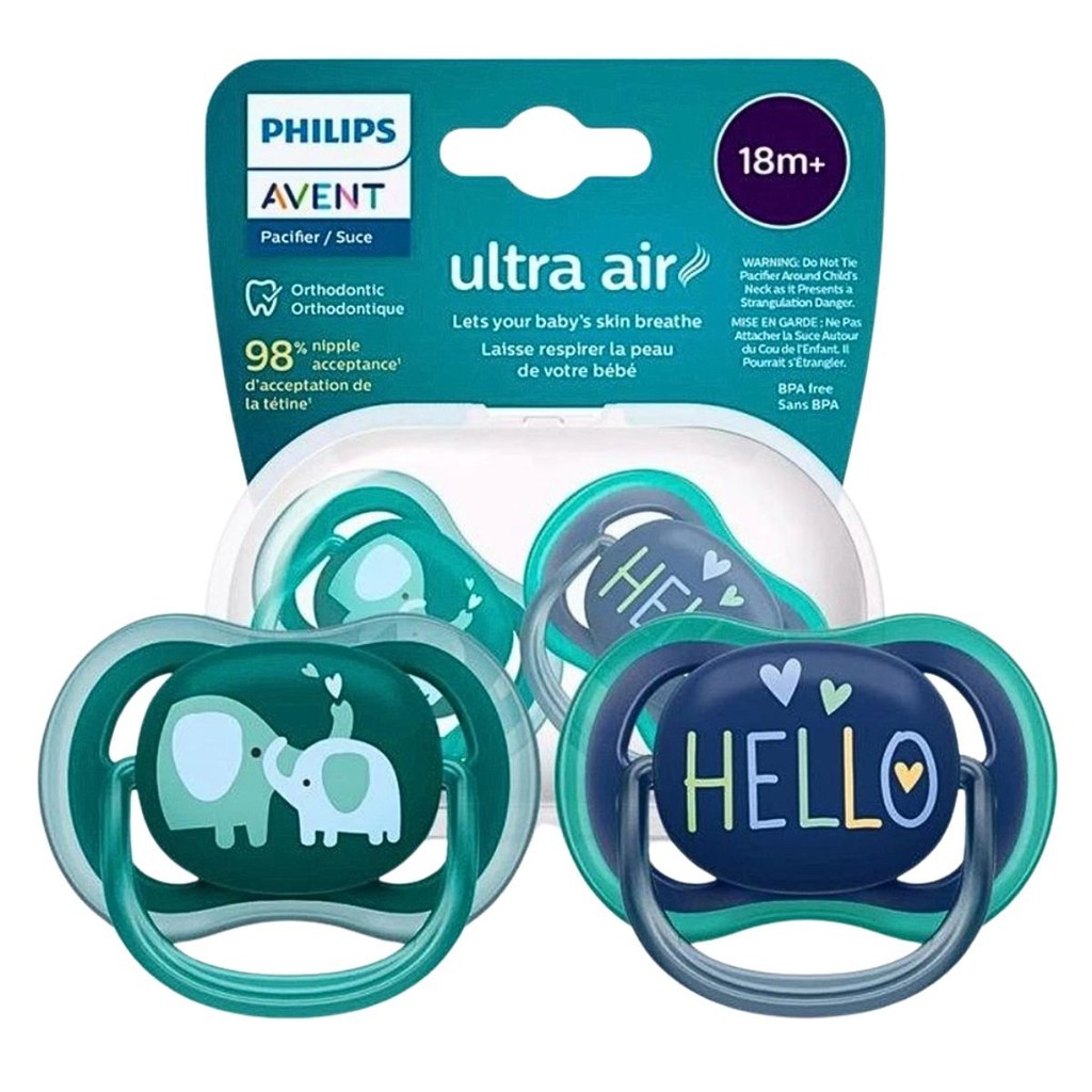Chupeta Ultra Air Philips Avent 18+ Meses – Kit Duplo Azul e Verde (SCF349/18)