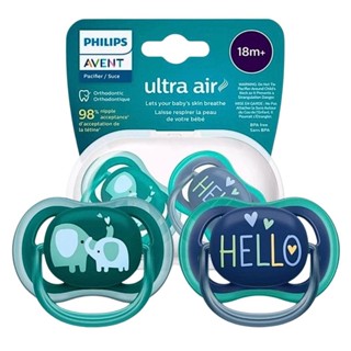 Chupeta Ultra Air Philips Avent 18+ Meses – Kit Duplo Azul e Verde (SCF349/18) em Oferta na Shopee