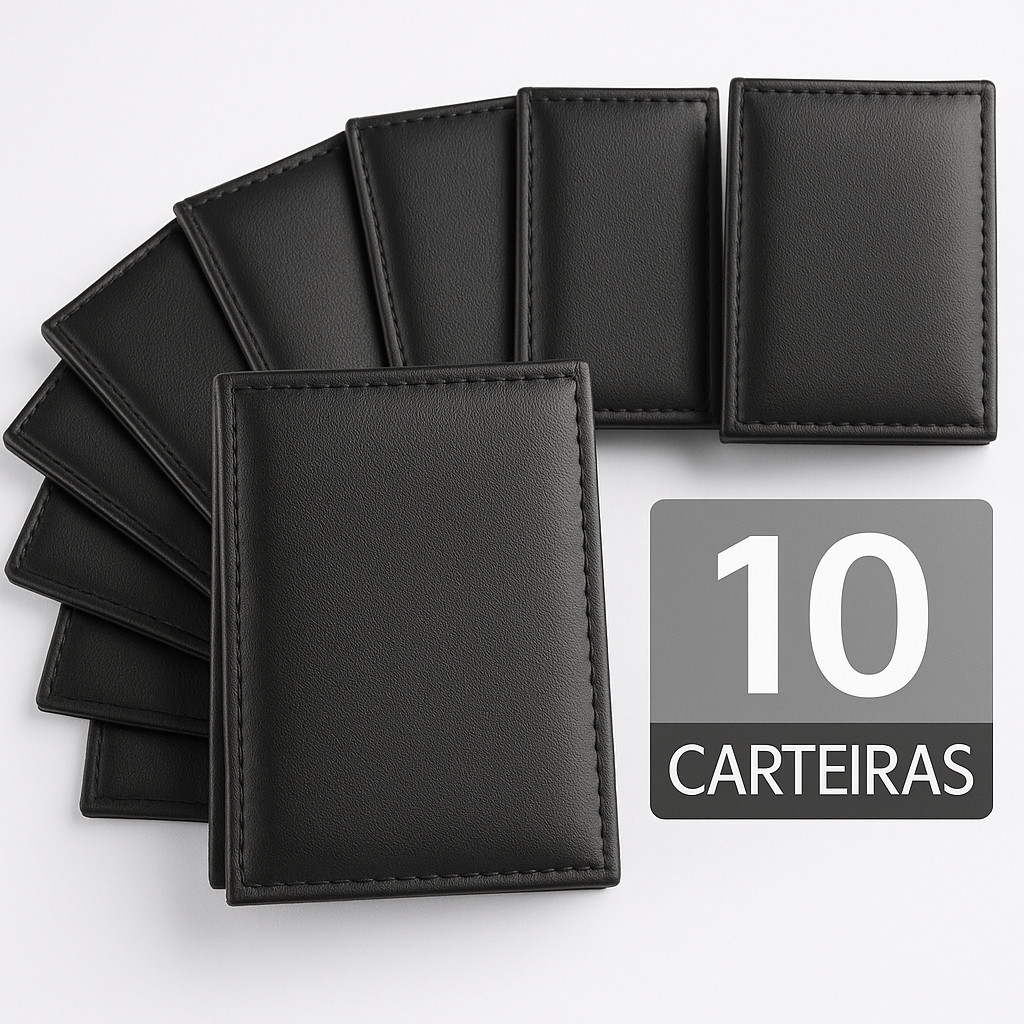KIT 10 Carteira Slim Masculina Couro - Porta Cartão  - 5 - 10 - 20 Unidades em Oferta na Shopee