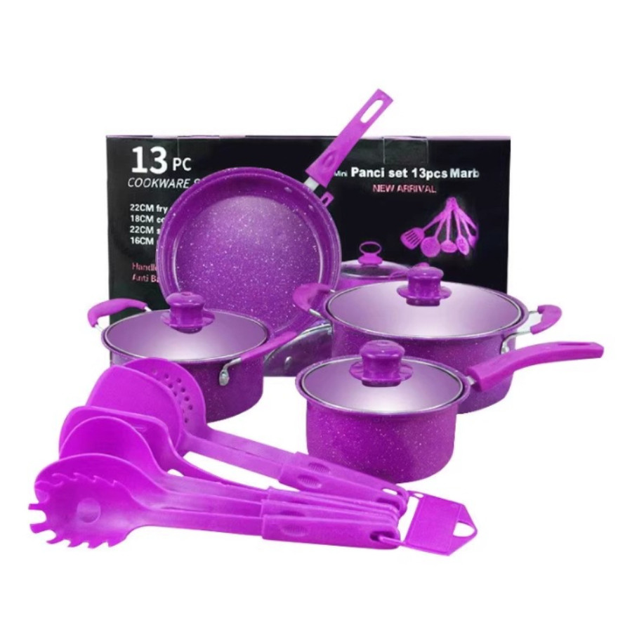 Conjunto de panelas antiaderentes, conjunto de 13 peças com revestimento de Teflon, várias cores disponíveis.